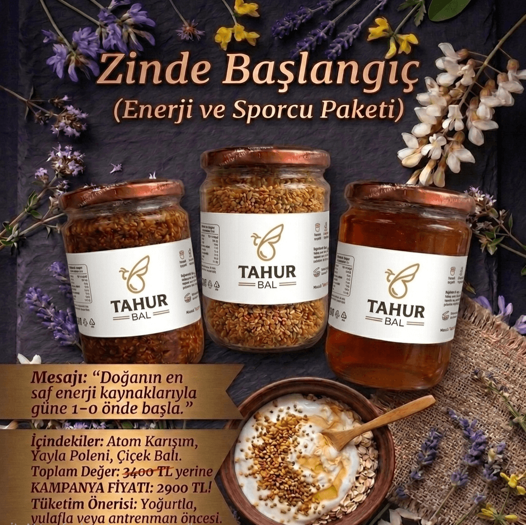 Zinde Başlangıç avantaj paketi: çiçek balı, yayla poleni ve atom karışımı bir arada